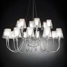 Metallux 18-bulb chandelier Opera with glass lampshade