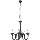 Lindby Flaka chandelier, anthracite, 5-bulb