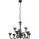Lindby Flaka chandelier, anthracite, 9-bulb