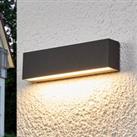 Lucande LED outdoor wall lamp Elvira, graphite grey, aluminium, warm white