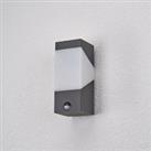 Lucande Kiran outdoor wall light, sensor, grey, aluminium, 24.3 cm