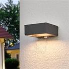 Lucande Solar-powered LED outdoor wall light Mahra, sensor