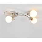 Lindby Elaina ceiling light, 3-bulb, long, matt nickel