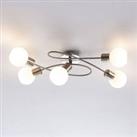Lindby Elaina ceiling light 5-bulb long matt nickel