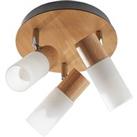Lindby Christoph wooden spotlight, 3-bulb, circular