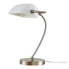 Lindby Banker's lamp Selea with a white glass lampshade