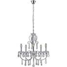 Lucande Chrome-plated chandelier Solveig with crystals