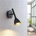 Lucande Nordwin wall light, metal, black and gold