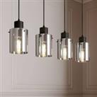 Lindby Kourtney hanging light, glass lampshade, 4-bulb