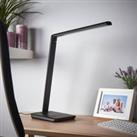 Lindby LED desk lamp Kuno, black, USB, touch dimmer