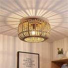 Lindby Canyana ceiling light, natural, rattan, 40 cm