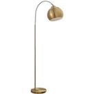 Lindby arc floor lamp Moisia, brass-coloured, iron, 148 cm