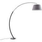 Lucande Evelyna arc floor lamp with a fabric lampshade