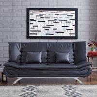 6ft Wide Sofa Bed Black 3 Seater Recliner PU Leather