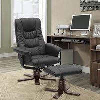 3ft Swivel Recliner Chair Armchair PU Leather with Footstool