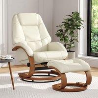 Leather Recliner Armchair with Footstool PU High Back