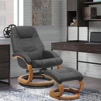 Leather Recliner Armchair with Footstool PU High Back