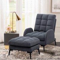 Upholstered Adjustable Backrest Velvet Sleeper Recliner Come with Ottoman