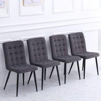 44 cm Height Set of 4 Tufted Modern Armless Dining Chairs with Metal Legs