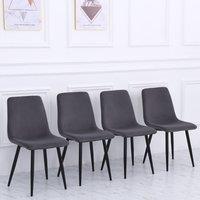 Set of 4 Curved Frosted Velvet Dining Chairs