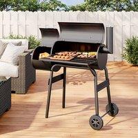3ft Outdoor Charcoal BBQ Grill with Offset 2-in-1 Smoker and Wheels