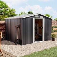Waterproof 6x8/8x8/10x8ft Metal Shed with Gable Roof Charcoal Black/Green