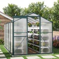 10' x 6' ft Garden Greenhouse Green Framed with 2 Vents Rain Gutter Setting