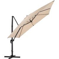 3 x 3 M Taupe Square Cantilever Parasol Outdoor Hanging Umbrella for Garden and Patio