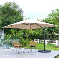 Taupe 3 x 3 m Square Cantilever Parasol Outdoor Hanging Umbrella for Garden and Patio