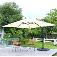 3 x 3M Square Cantilever Parasol Beige Outdoor Hanging Umbrella for Garden and Patio