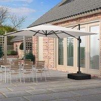 3 x 3 m Square Cantilever Parasol Outdoor Hanging Umbrella for Garden and Patio with Square Plastic Base