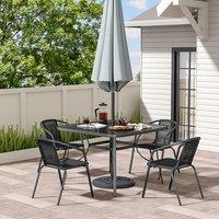 2 Seater Outdoor Table Square Tempered Glass Table and Garden Chairs