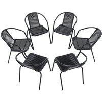 Set of 6 Stacking Patio Dining Side Chairs for All Weather Outdoor Bistro Garden
