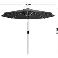 Dark Grey 3M Lighted Market Sunbrella Umbrella with Solar Strip LED Lights