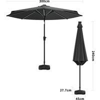 Dark Grey 3M Lighted Market Sunbrella Umbrella with Solar Strip LED Lights