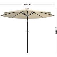 3M Sunbrella Umbrella Beige Lighted Market with Solar Strip LED Lights