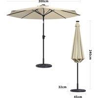 3M Sunbrella Umbrella Beige Lighted Market with Solar Strip LED Lights