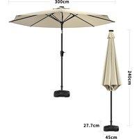 3M Sunbrella Umbrella Beige Lighted Market with Solar Strip LED Lights