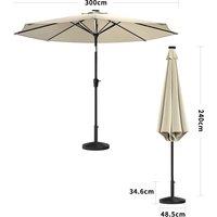 3M Sunbrella Umbrella Beige Lighted Market with Solar Strip LED Lights