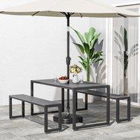 6 - Person 150cm Long Iron Outdoor Dining Set Garden Table and Bench
