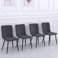 83cm Height Set of 4 Linen Upholstered Comfy Dining Chairs