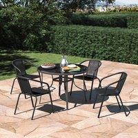 4 Seater Outdoor Round Table Garden Tempered Glass Table and Rattan Chairs