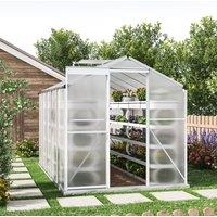 4x6ft/ 6x6ft/ 8x6ft/ 10x6ft Silver Aluminum Framed Greenhouse with Vent