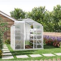 4x6ft/ 6x6ft/ 8x6ft/ 10x6ft Silver Aluminum Framed Greenhouse with Vent