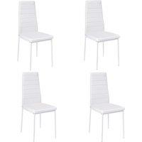 Set of 4 Leather Upholstered Dining Chairs with Metal Legs