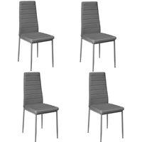 Set of 4 Leather Upholstered Dining Chairs with Metal Legs