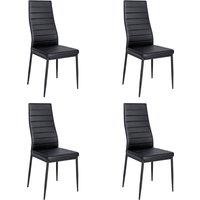 Set of 4 Leather Upholstered Dining Chairs with Metal Legs