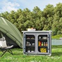 Camping Outdoor Kitchen with 4 Adjustable Feet and 6 Layers