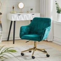 88cm Height Velvet Upholstered Home Office Swivel Task Chair with Flared Arms