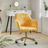 88cm Height Velvet Upholstered Home Office Swivel Task Chair with Flared Arms